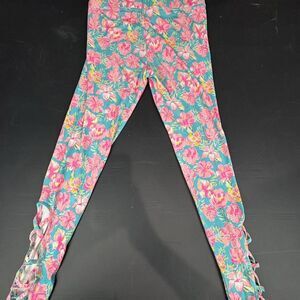 Simply Southern multicoloured floral leggings with tie detail
